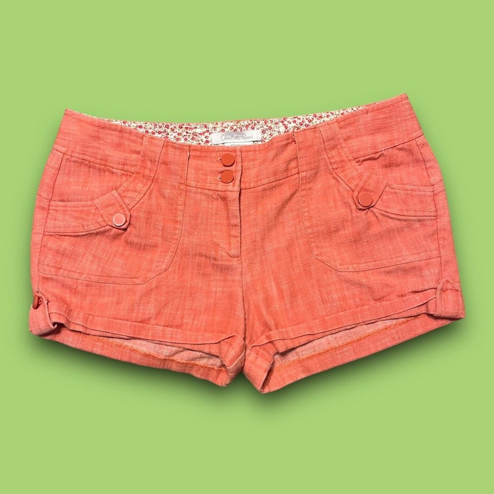 Y2K Coral Low Rise Mini Shorts Size 9 32” Waist Preppy Twee Coconut Girl